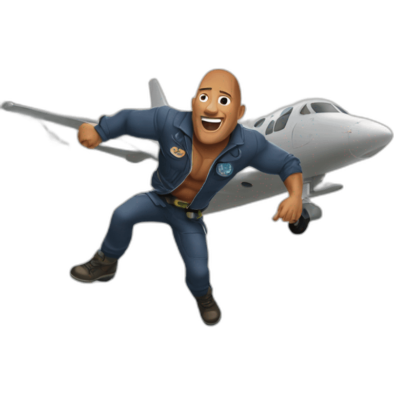 the rock jumping out of a plane emoji