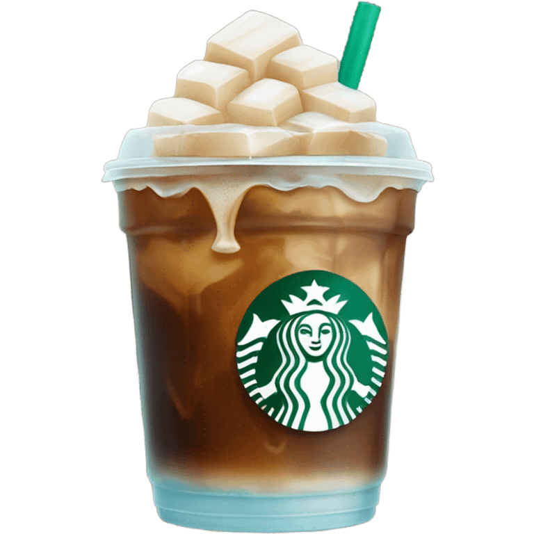 Starbuck ice coffee with ice cubes emoji