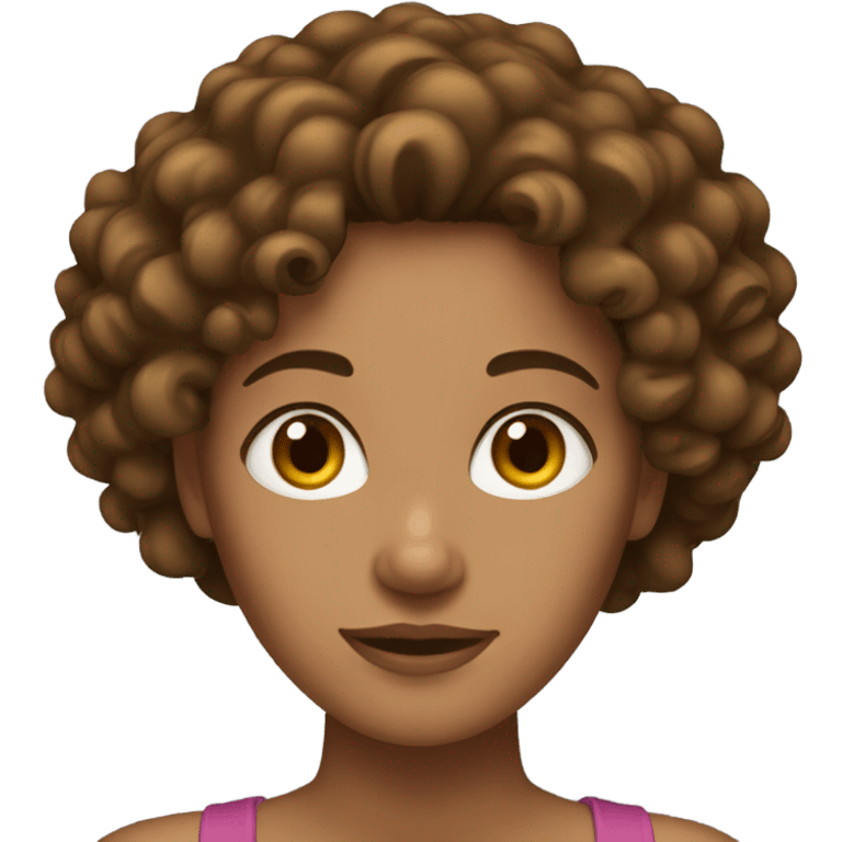 woman with curly brown hair and tan skin emoji