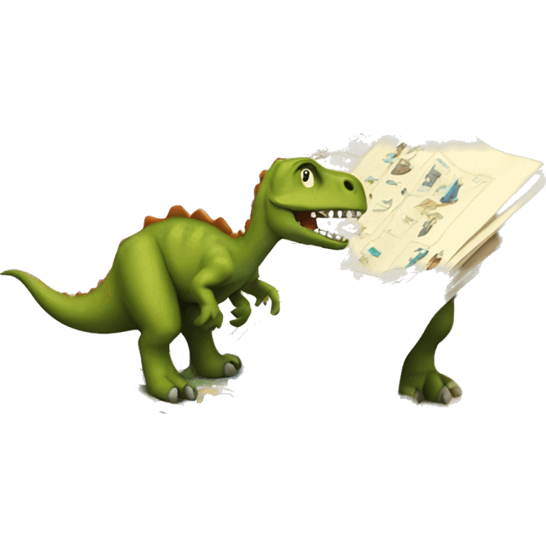 Dinosaur reading map emoji