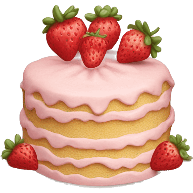 Vintage rococo pale pink strawberry cake emoji