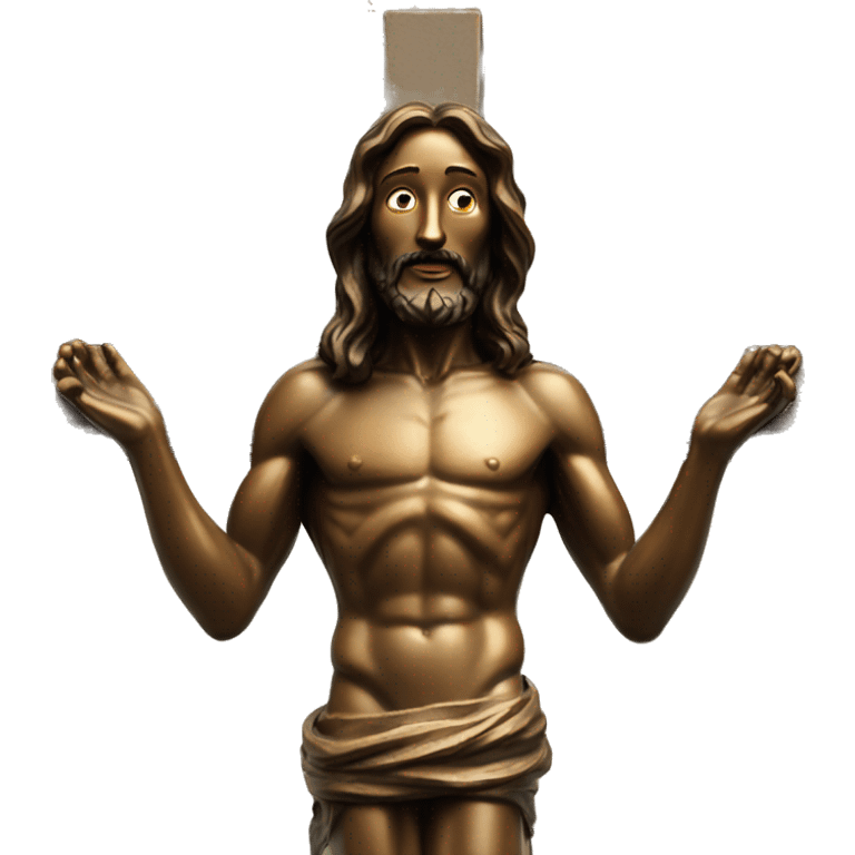 bronze, jesus away on crucifix emoji