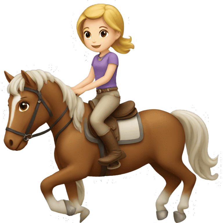 white little girl riding a horse emoji