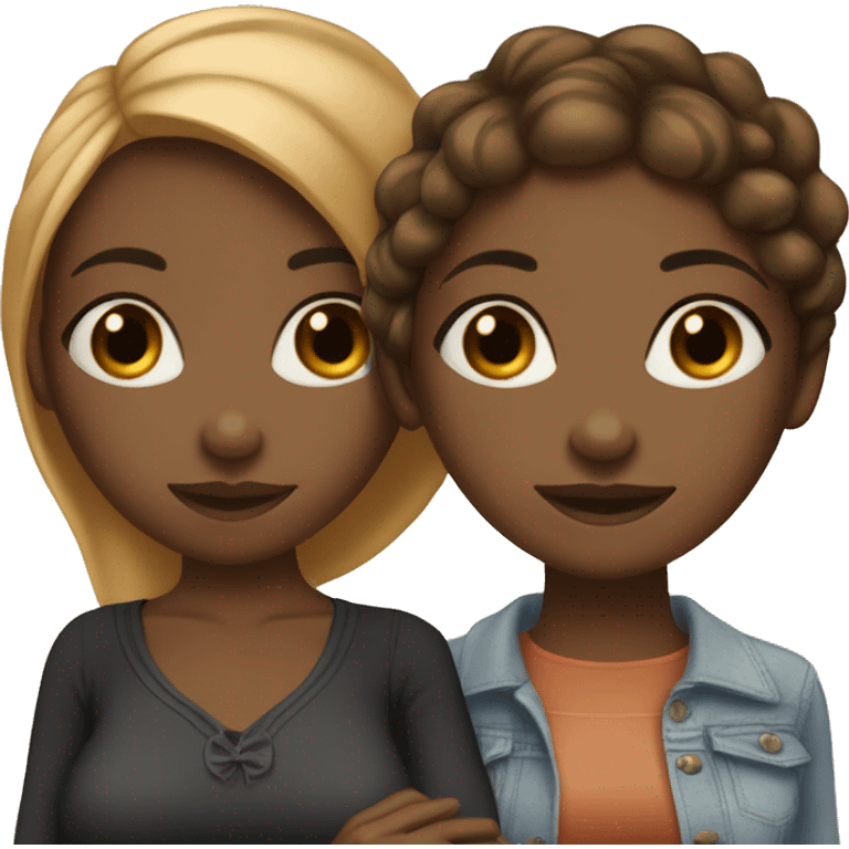 Two black bestfriends girls nigerian, caramel and dark skin emoji