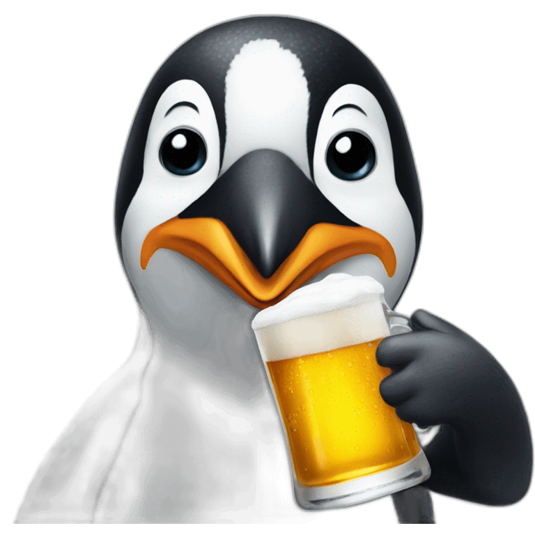 Penguin drinking beer emoji