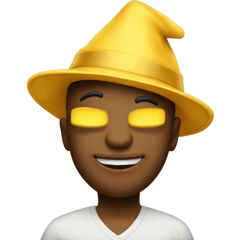 yellow Emoji wearing hat with text happy New Year emoji