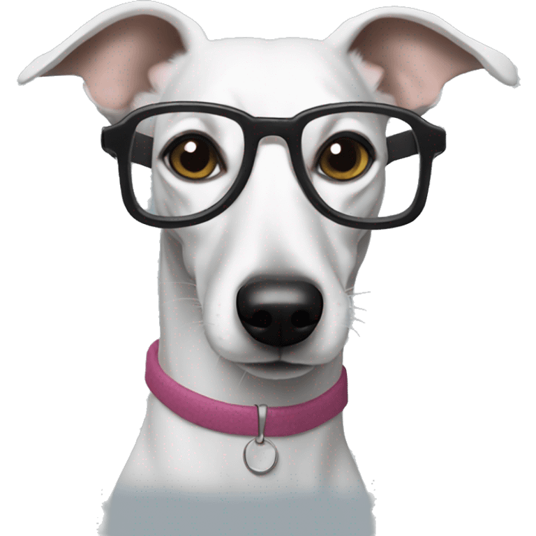 Whippet wearing glasses emoji