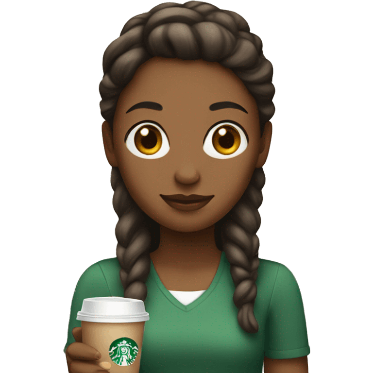 Girl holding Starbucks emoji