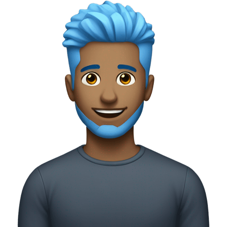 Blue haired guy with a low taper fade emoji