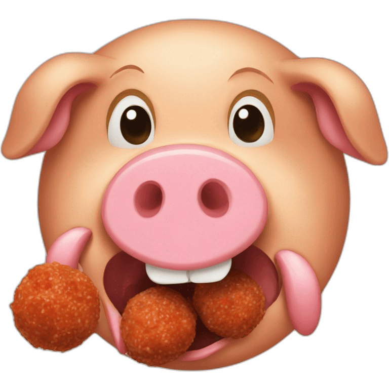 Pig eating meatballs  emoji