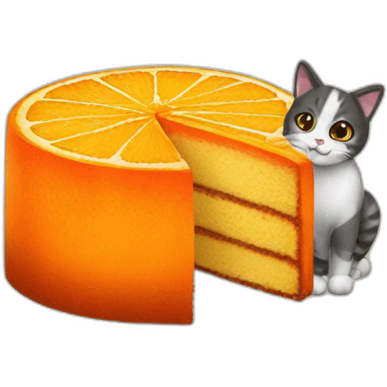 Orange cake with a cat emoji