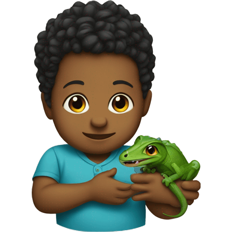 Baby holding a lizard emoji