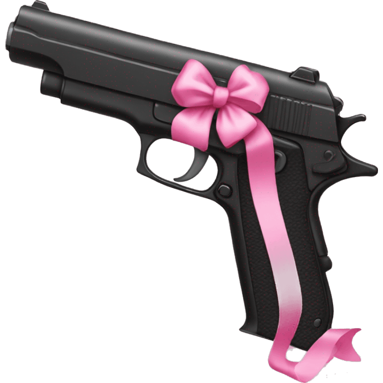 black gun with a pink bow emoji