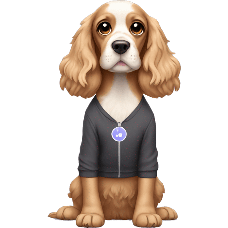 cocker spaniel wearing a yoga outfit emoji