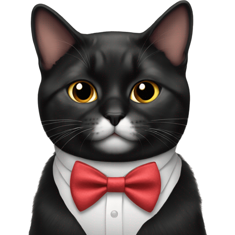 black cat wearing bow tie emoji