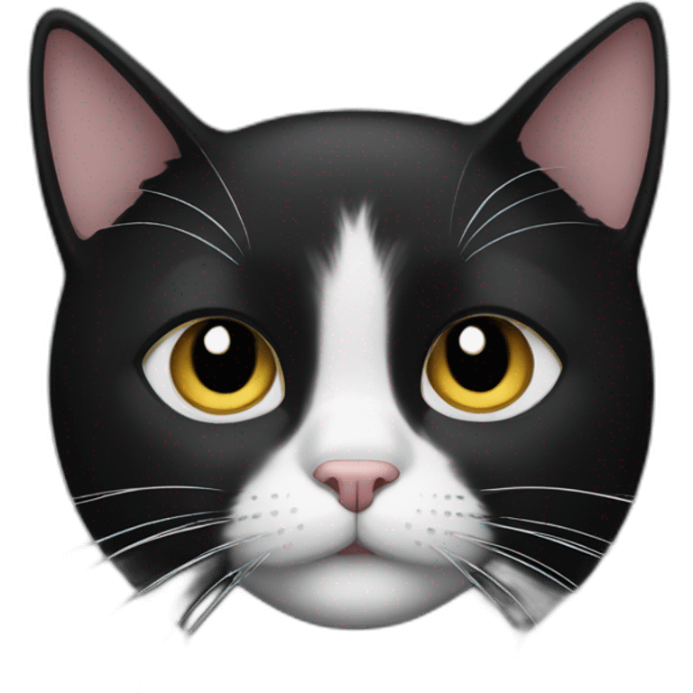 black cat with white from nose to chin on right side emoji