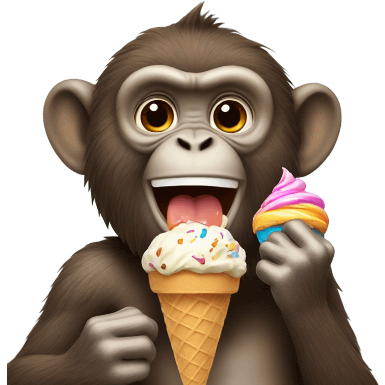 Monkey eating ice cream emoji