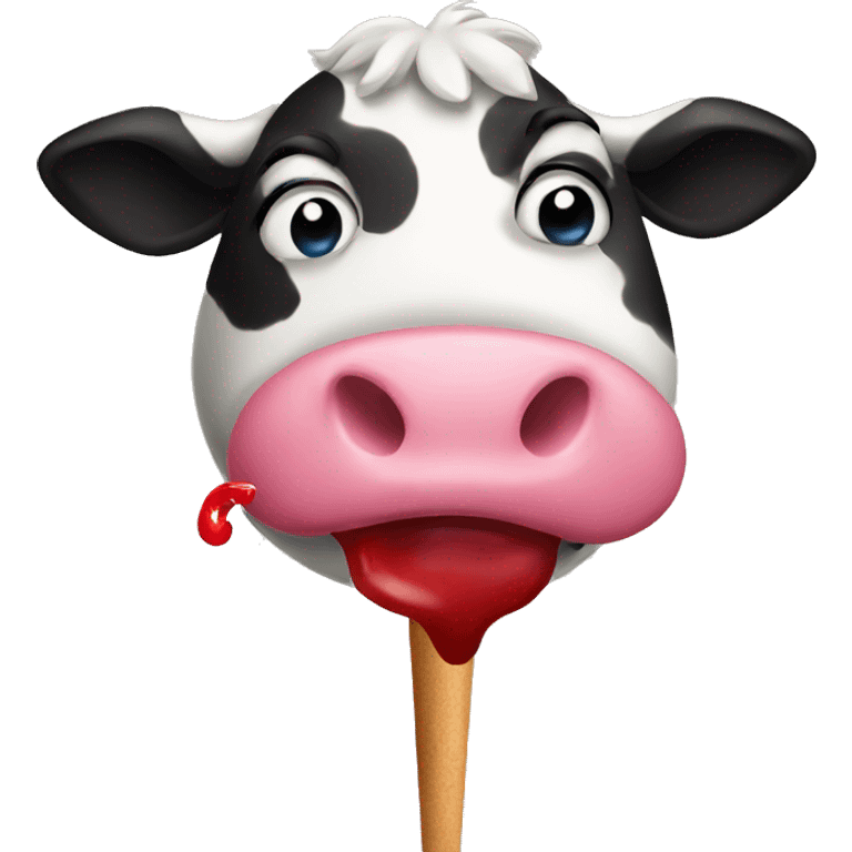 a cow pooping while eating a lollipop  emoji