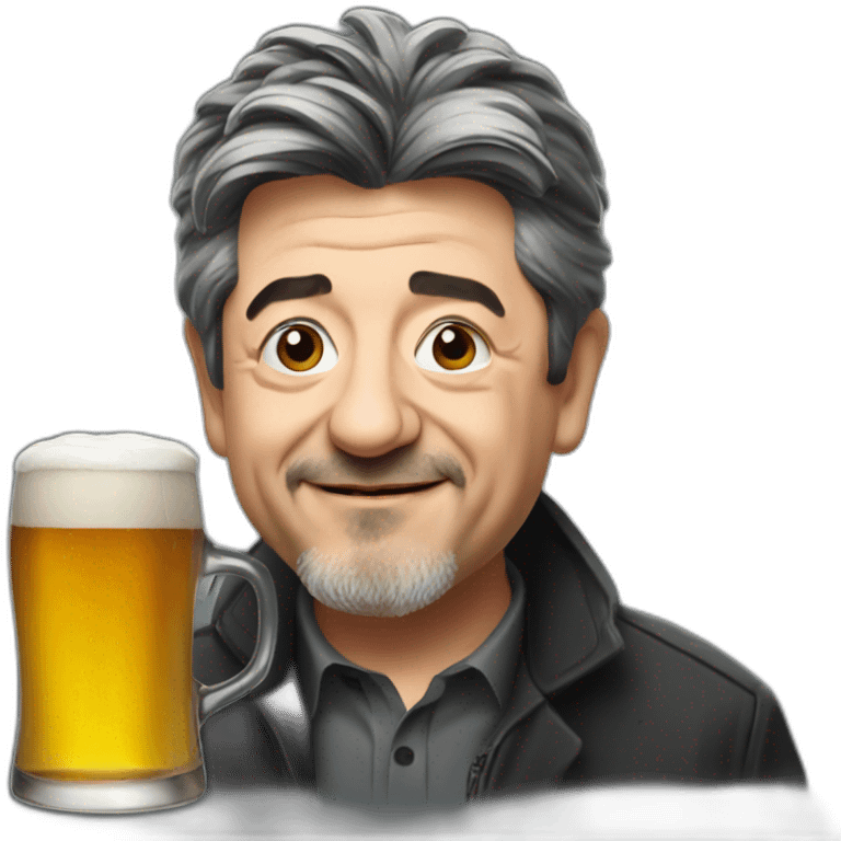 Melenchon with beer emoji