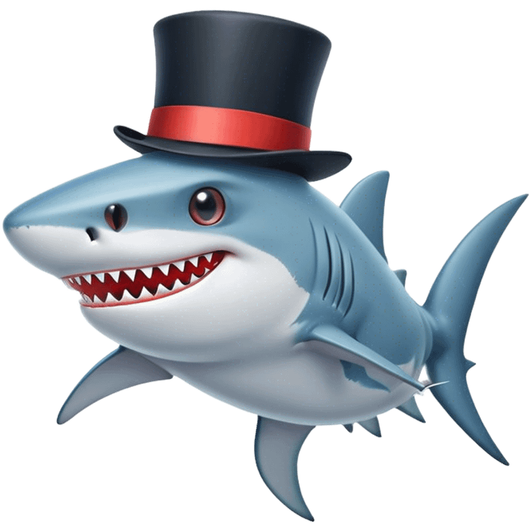 Shark with a top hat emoji