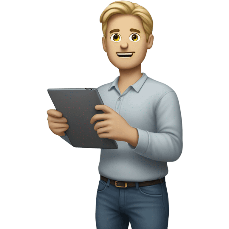 white man standing with ipad emoji