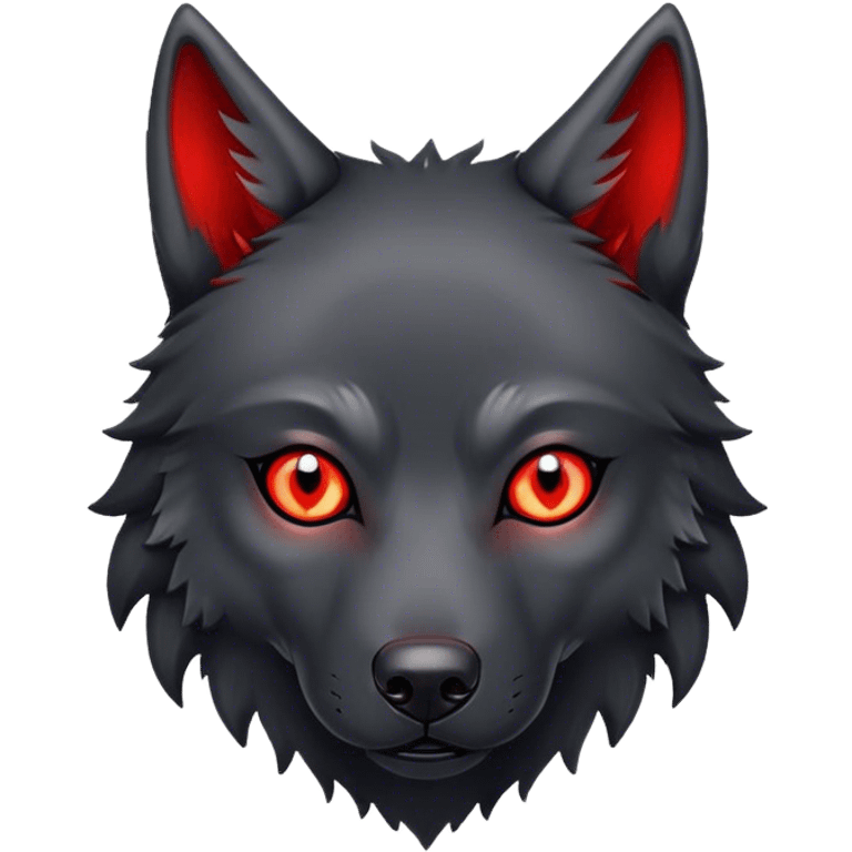 Evil black wolf with red eyes emoji