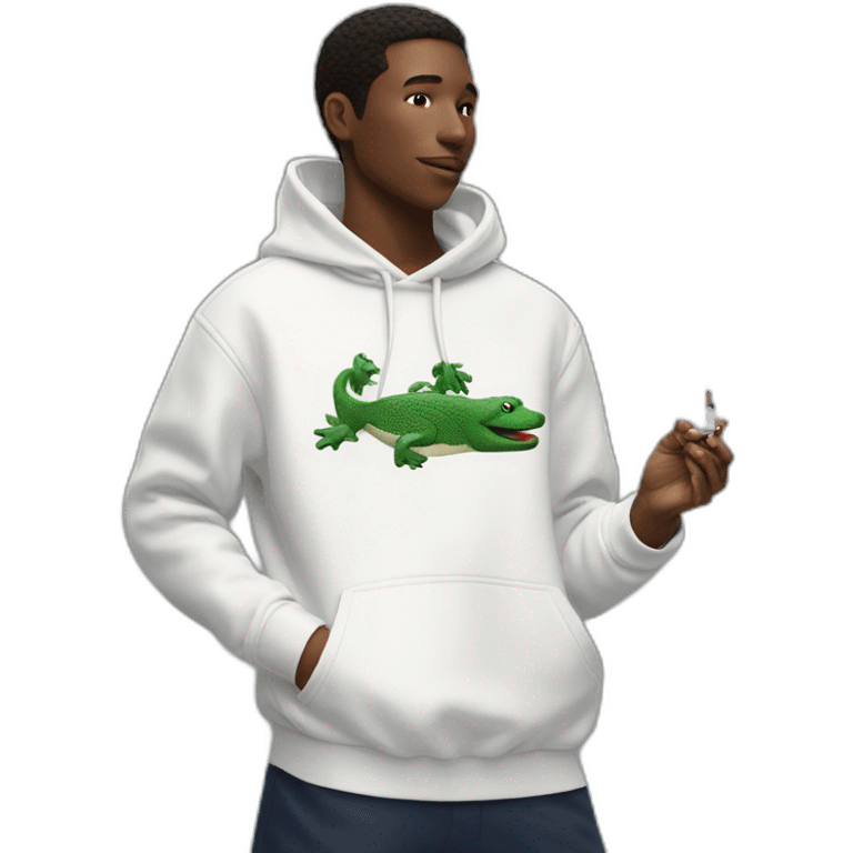 Lacoste smoking friends with white lacoste hoodie emoji