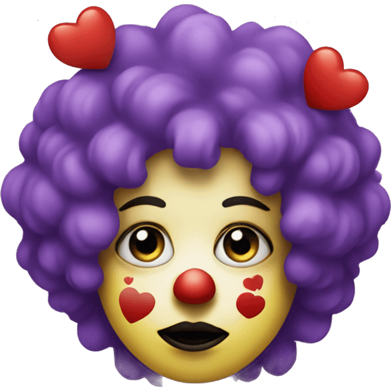 A sad clown with heart eyes coloured like the genderfluid flag emoji