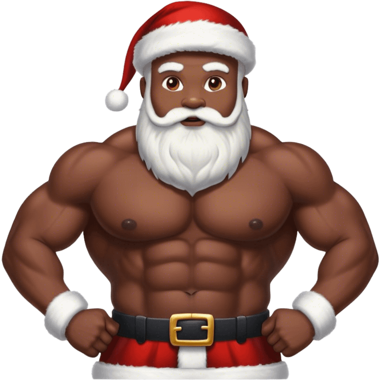 Buff Santa with abs black emoji