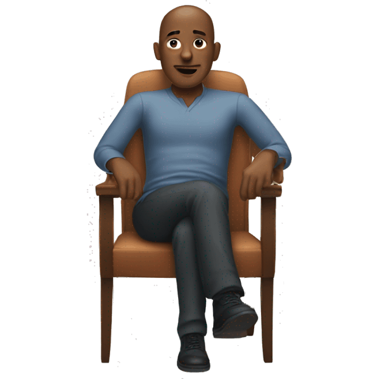 a bald black man sitting fast paced on a chair emoji