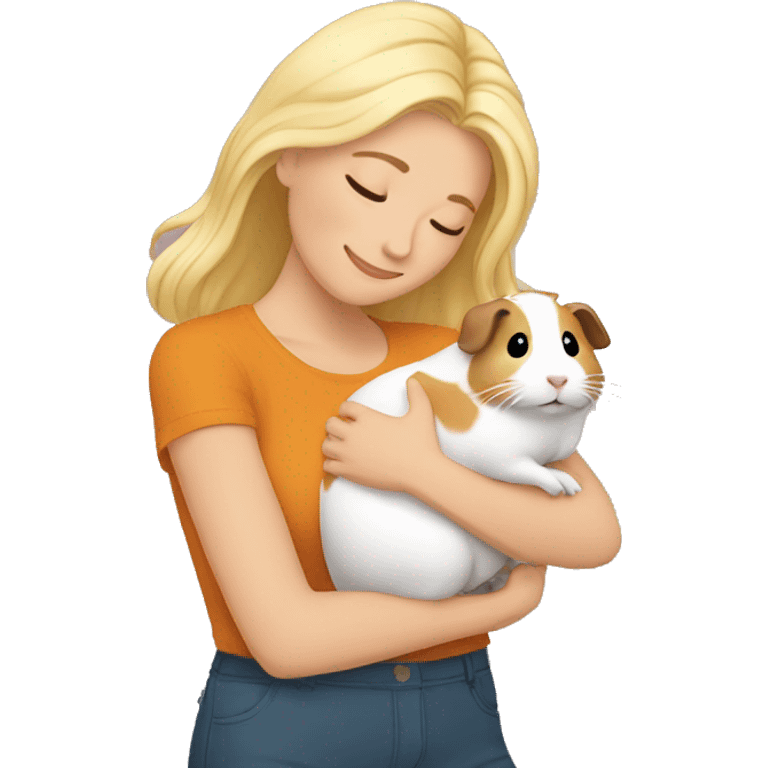 Blonde Woman hugging a guineapig emoji