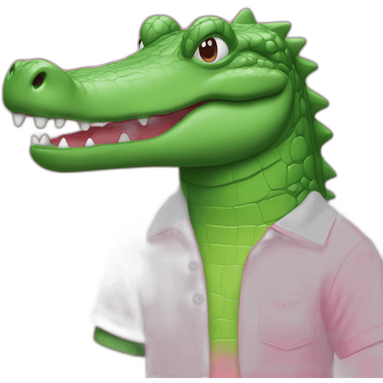 Crocodile with pink Lacoste tshirt emoji