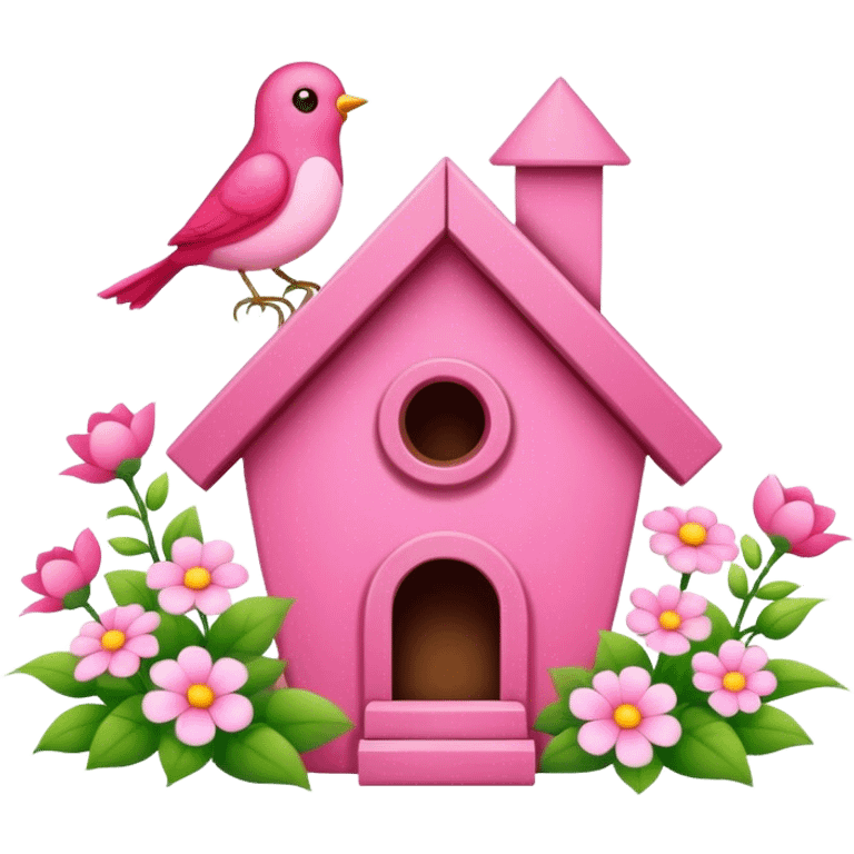 pink bird's house with flower emoji