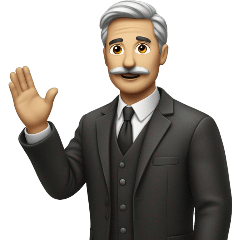 Man holding his hand up with mustache  emoji