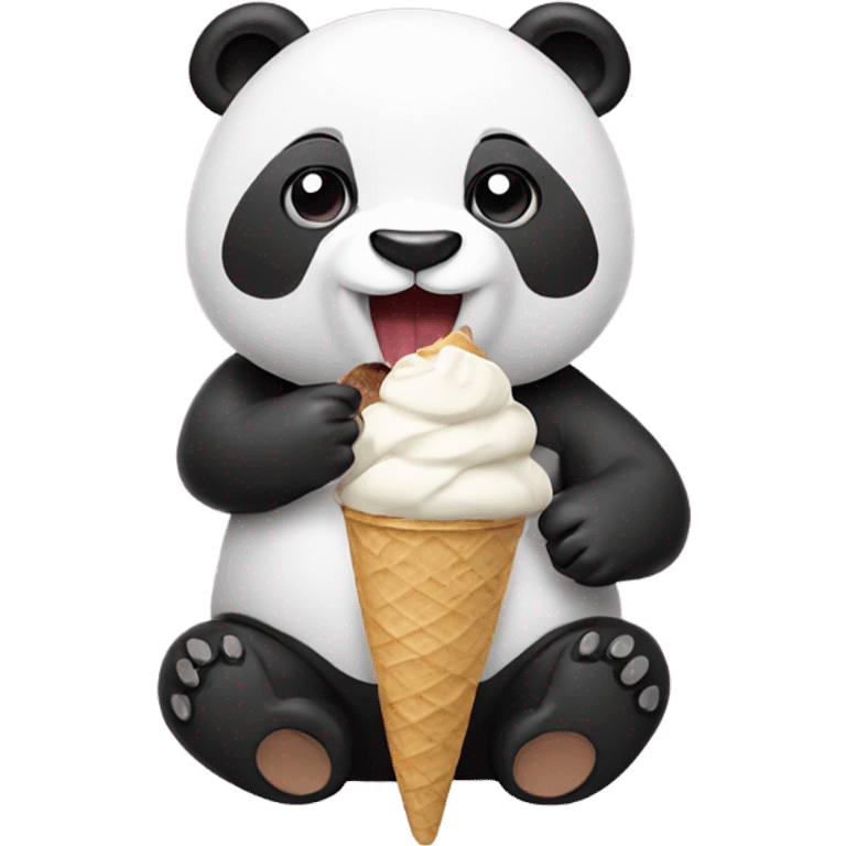 Panda eating ice cream emoji