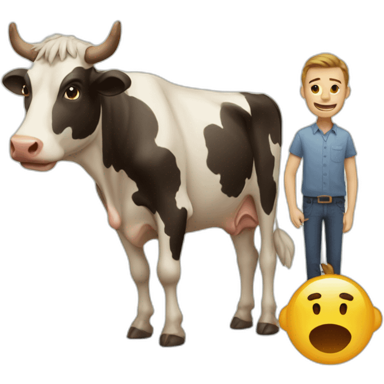 COW NEAR A  MAN emoji