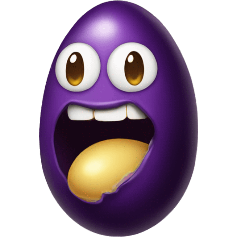 Egg plant in mouth emoji  emoji