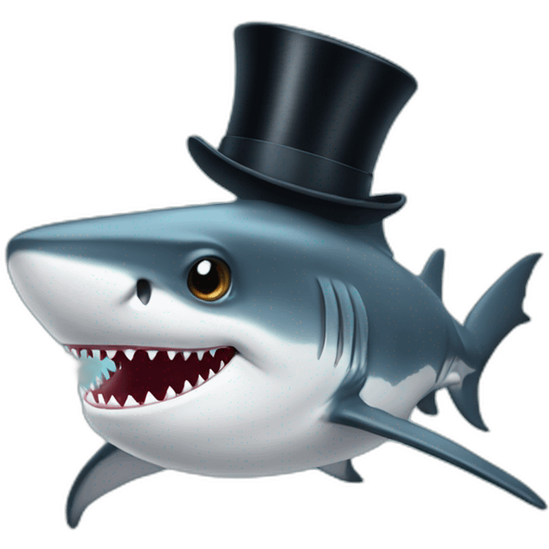 Shark with a top hat emoji