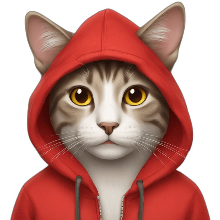 Cat with a red hoodie  emoji