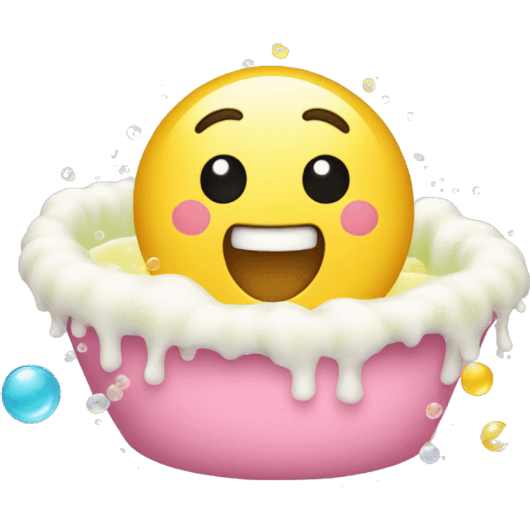 emoji covered in soap bubbles, taking a bath  emoji