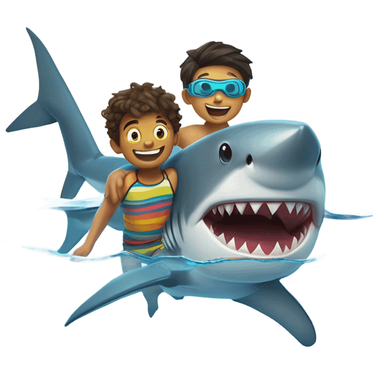 Shark and boy emoji