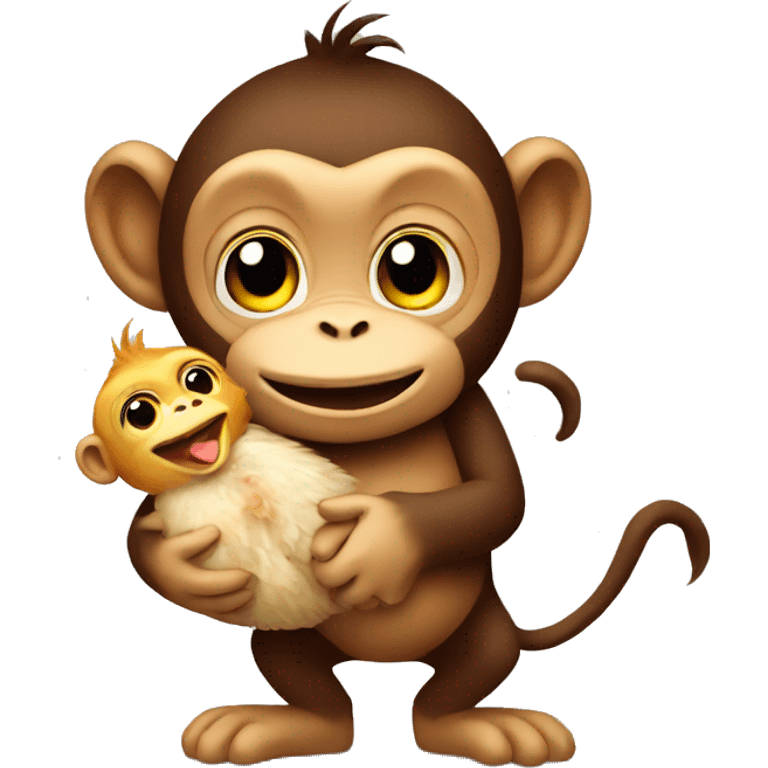 Monkey holding chicken  emoji