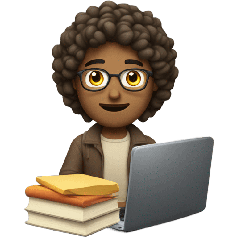 Indian guy with slightly curly hair in computer science emoji