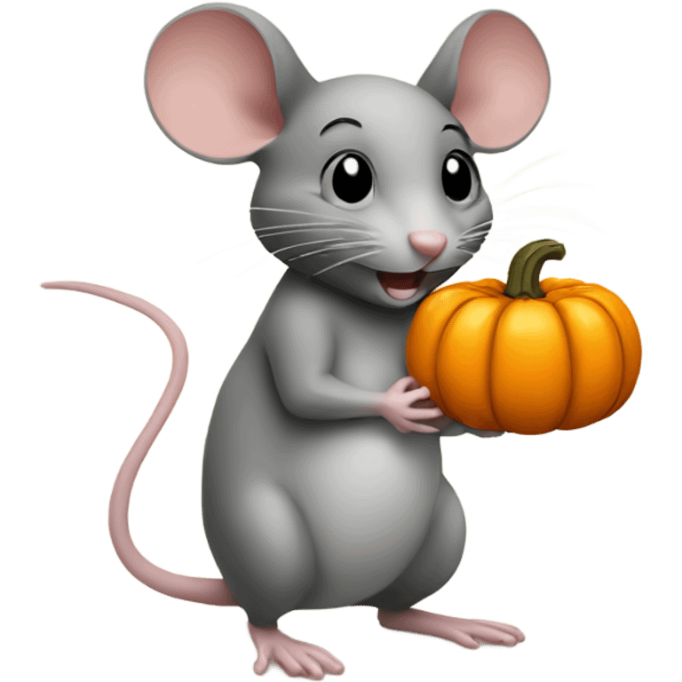 Mouse with pumpkin  emoji