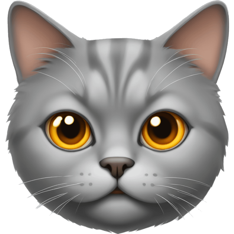 Gray fat cat, orange eyes, Persian cat emoji