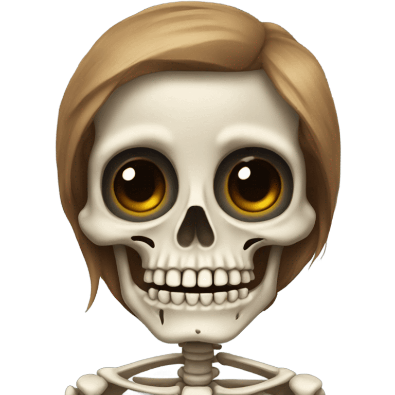 Skeleton with long brown hair  emoji