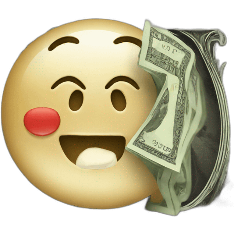 Money emoji with a bank emoji