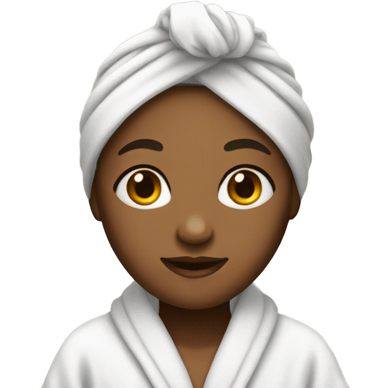 light completed girl in bath robe with hair towel emoji