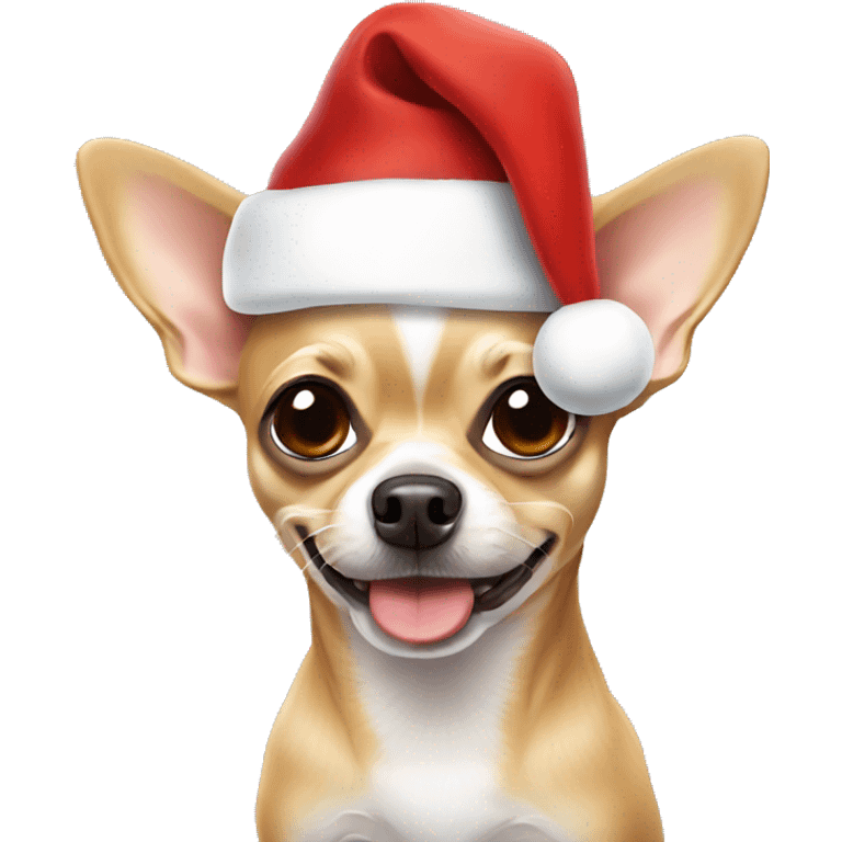 tan chihuahua wearing a santa hat emoji