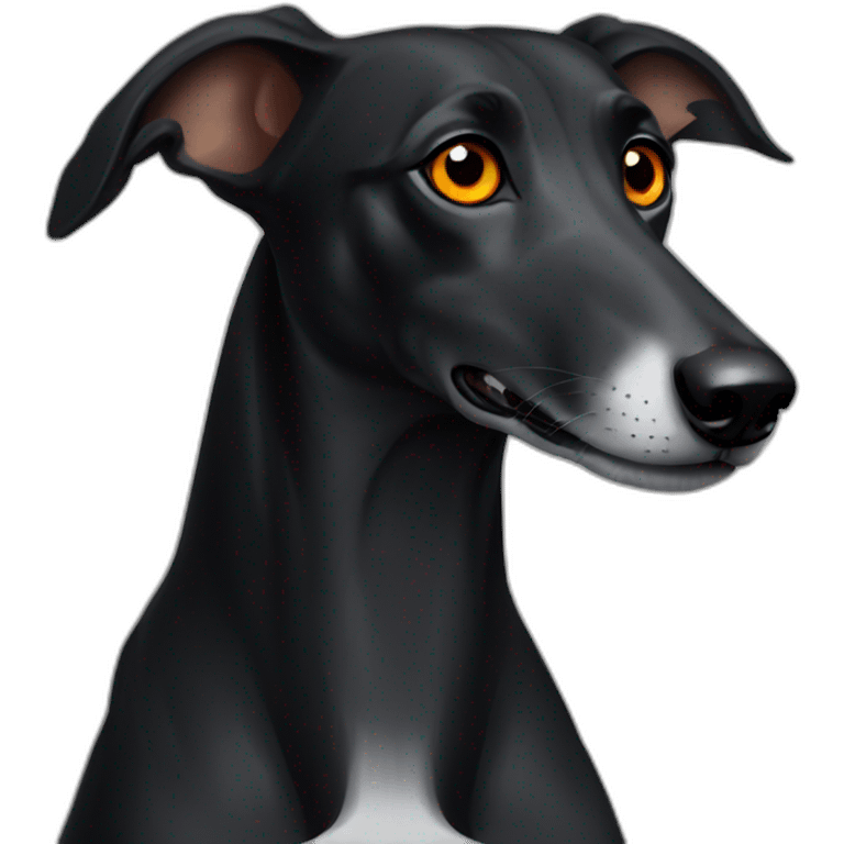 All black greyhound with orange eyes emoji